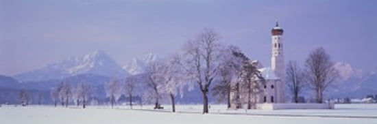 Winter St Coloman Church Schwangau Germany Canvas Art - Panoramic Images (36 x 12)
