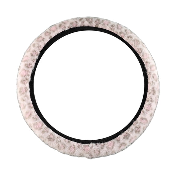 Winter Steering Cover, Leopard Print Warm Elastic Wheel Protector, Anti-Slip Fluffy Fuzz Vehicle Steering Wheel Protector, Universal for Vehicles