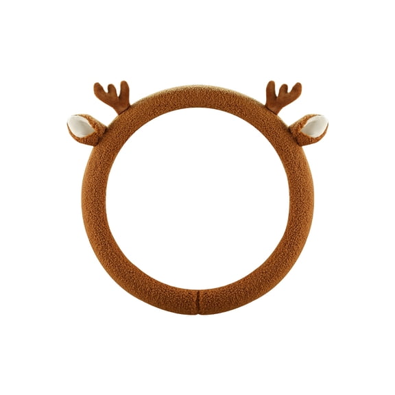 Winter Steering Wheel Cover Plush Fleece Liner for Cold Weather D-Shaped Design Non-Slip Grip - Universal Fit for Standard 14-15 Inch Wheels(Brown)