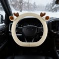 thumbnail image 1 of Winter Steering Wheel Cover Plush Fleece Liner for Cold Weather D-Shaped Design Non-Slip Grip - Universal Fit for Standard 14-15 Inch Wheels(White), 1 of 6