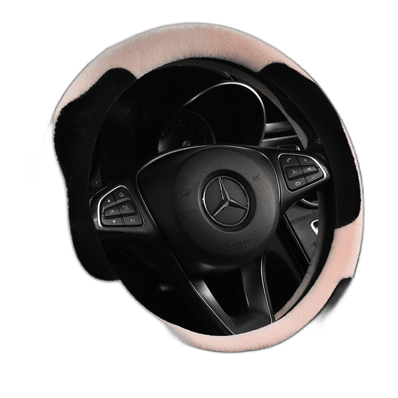 Winter Steering Wheel Sleeve Short Plush Universal Non -Slip And Warm Pearl White D Type 40Cm / 15.74 Inch