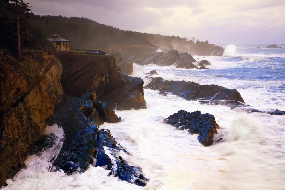 Winter Storm At Shore Acres State Park Along The Oregon Coast Oregon United States of America Canvas Art - Craig Tuttle Design Pics (19 x 12)