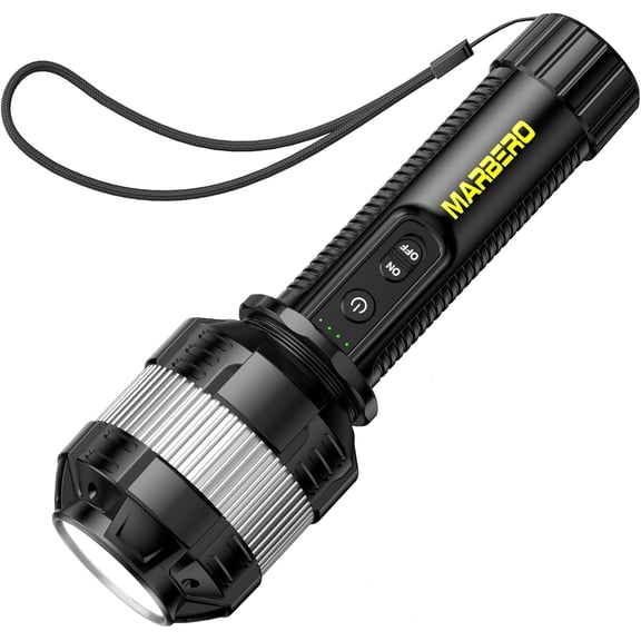 [Winter Storm Power Outage Essential] Rechargeable Flashlight High Lumens with 4000mAh Battery Focused Beam Super Bright LED Powerful Flashlight 3 Modes Tactical Compact Portable Flashlight