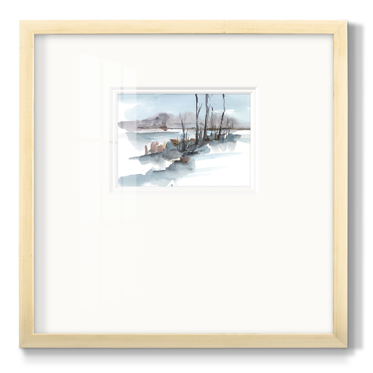 Winter Stream Watercolor IPremium Framed Print