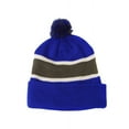 thumbnail image 1 of Winter Striped Beanie with Pom - Blue/Grey, 1 of 1
