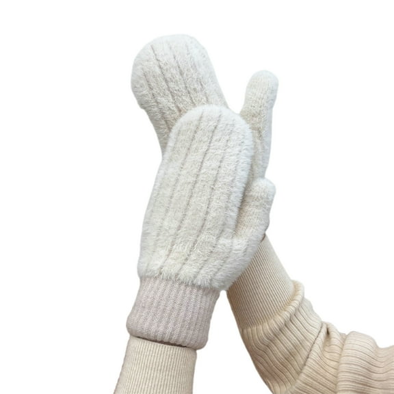 Winter Striped Lined Thermal Mittens for Extreme Cold Weather Outdoor Cycling Skiing Warm Insulated Hand