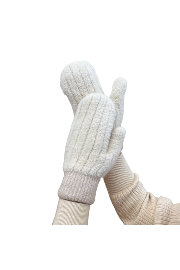 Winter Striped Lined Thermal Mittens for Extreme Cold Weather Outdoor Cycling Skiing Warm Insulated Hand