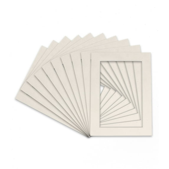 Winter Suede Acid Free 5x7 Picture Frame Mats with White Core Bevel Cut for 4x6 Pictures - Fits 5x7