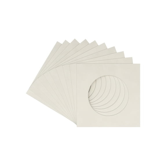 Winter Suede Acid Free 7x7 Cirlce Picture Frame Mat with White Core Bevel Cut for 5x5 Pictures -