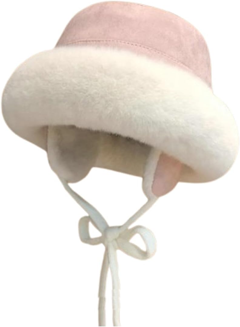 Winter Bucket Hat with Ear Flaps Warm Fluffy Fuzzy Hat Fisherman Cap X241023 Fluffy Fur Bucket Hats Thick Plush... From  main image 4