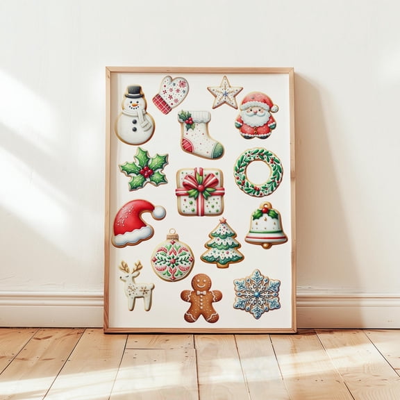 Winter Sugar Cookies Art Print, Kitchen Decor Home Decor UNFRAMED Poster, Wall Art for Decor, Present, 8x12