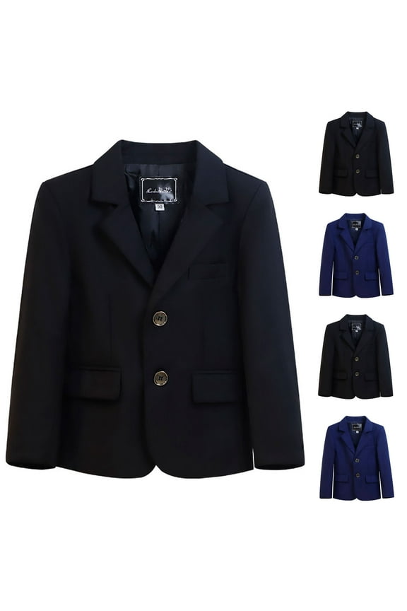 Winter Suit Jackets for Kids 2-16 Years Unisex Long Sleeve Lapel Collar Solid Color Jackets Dressy Formal Suits for Boys Casual Slim Fitness Dresswear Black
