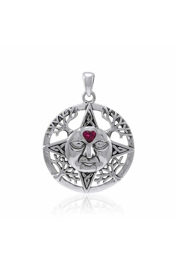 Winter Sun 925 Sterling Silver Pendant Fine Celestial Jewelry Created Ruby