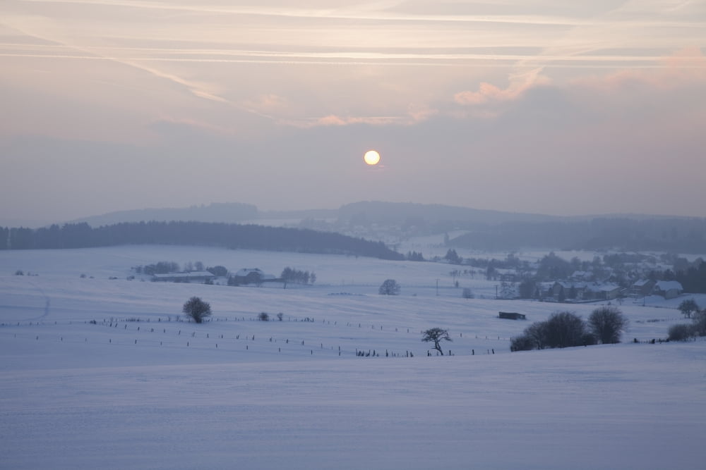 Winter Sunrise Westerwald Rhineland-Palatinate Germany Canvas Art - Peter Zoeller Design Pics (38 x 24)