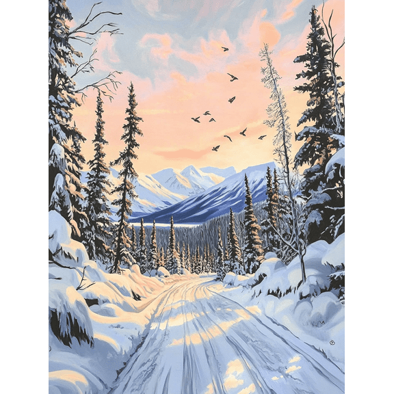 Winter Sunset Landscape Canvas Print/Wall Art Perfect for Living Room Bedroom Office Cabin and Mountain House Decor