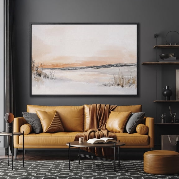 Winter Sunset Landscape, Poster, Wall Art, Abstract Art Living Room, Ready To Hang, Snow Scene, Warm Present Vintage UNFRAMED Poster Size 8x12