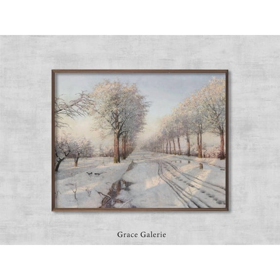 Winter Sunset, Vintage, Antique Wall Deco, Home Decor #2130, 24x36 UNFRAMED
