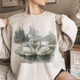 thumbnail image 1 of Winter Swans Sweatshirt | Vintage Romantic Wildlife Pullover, 1 of 7