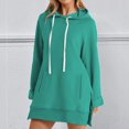 thumbnail image 1 of Winter Sweater Dress,Womens Long Sleeve Hooded Solid Top Raglan Sleeve Drawstring Pocket Comfortable Breathable Casual Daily Sweatshirt Green S, 1 of 6