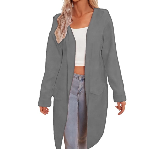 Winter Sweaters for Women Elegant Longline Cardigan Sweater With Hood And Pockets For Autumn Winter Warm Knitwear Outerwear Casual Comfort Christmas Sweaters