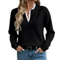 thumbnail image 1 of Winter Sweaters for Women Elegant Winter Knit Pullover Sweater With Lace Trim Neck Long Sleeve Casual Loose Fit Top For Fall Season Comfortable Soft Yarn Fashion Apparel Christmas Sweaters, 1 of 6