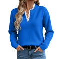 thumbnail image 1 of Winter Sweaters for Women Elegant Winter Knit Pullover Sweater With Lace Trim Neck Long Sleeve Casual Loose Fit Top For Fall Season Comfortable Soft Yarn Fashion Apparel Christmas Sweaters, 1 of 6