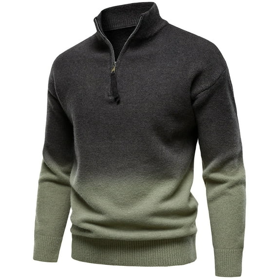 Winter Sweaters for Women Gradient Color Quarter Zip Stand Collar Sweater Coat Classic Fall Winter Knit Pullover Comfortable Soft Warm Fashion Outerwear For Casual Style Ugly Christmas Sweaters