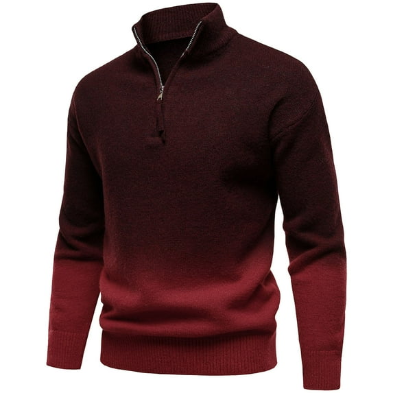 Winter Sweaters for Women Gradient Color Quarter Zip Stand Collar Sweater Coat Classic Fall Winter Knit Pullover Comfortable Soft Warm Fashion Outerwear For Casual Style Christmas Sweaters