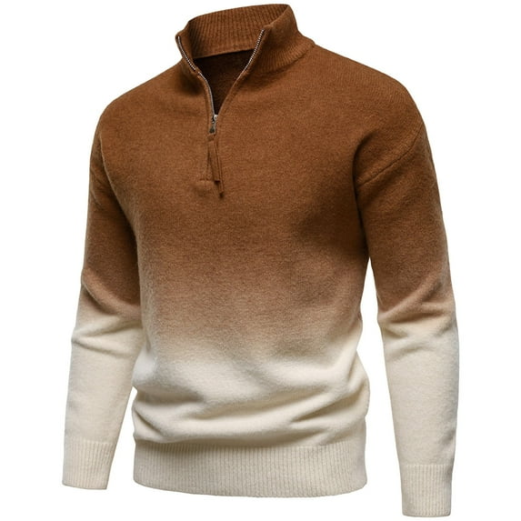 Winter Sweaters for Women Gradient Color Quarter Zip Stand Collar Sweater Coat Classic Fall Winter Knit Pullover Comfortable Soft Warm Fashion Outerwear For Casual Style Christmas Sweaters