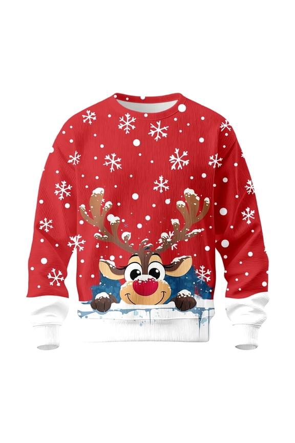 Winter Sweaters for Women Reindeer Snowflake Print Knitted Sweater Long Sleeve Crewneck Pullover Soft Comfortable Casual Winter Holiday Festive Top Christmas Sweaters