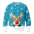 thumbnail image 1 of Winter Sweaters for Women Reindeer Snowflake Print Knitted Sweater Pullover Long Sleeve Crewneck Casual Warm Winter Festive Apparel Top Ugly Christmas Sweaters, 1 of 3