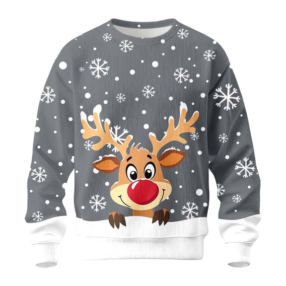Winter Sweaters for Women Reindeer Snowflake Print Knitted Sweater Pullover Long Sleeve Crewneck Casual Warm Winter Festive Apparel Top Christmas Sweaters