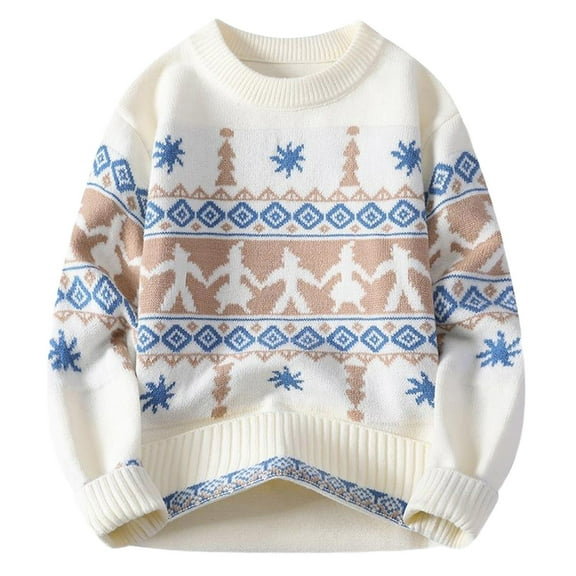 Winter Sweaters for Women Round Neck Knit Sweater Coat For Winter Pattern Design Casual Pullover Knitwear For Young Adults Cozy And Stylish Christmas Sweaters