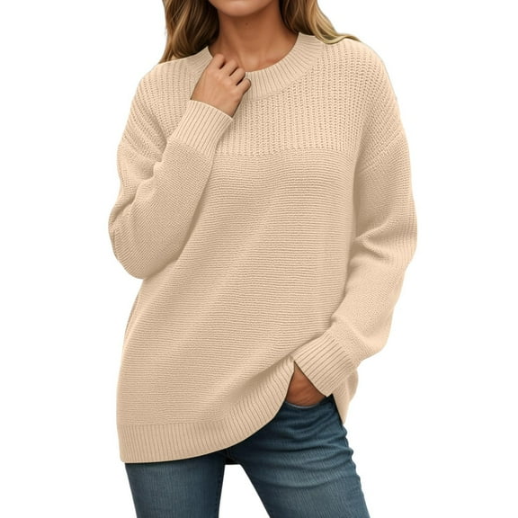 Winter Sweaters for Women Winter Knitted Pullover Sweater Soft Cozy Warm Long Sleeve Round Neck Elegant Casual Blouse Loose Fit Comfortable Daily Wear Fall Fashion Christmas Sweaters