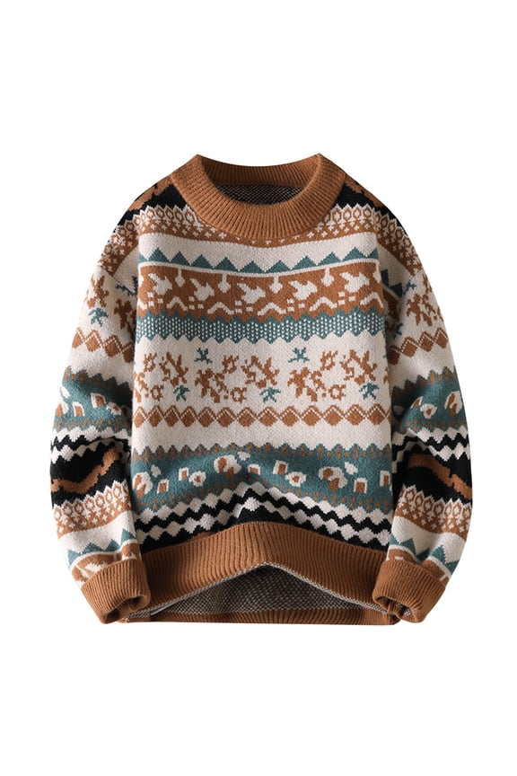 Winter Sweaters for Women Winter Sweater Coat Round Neck Jacquard Pullover Knitted Top Warm Casual Outwear Soft Comfortable Fabric Christmas Sweaters