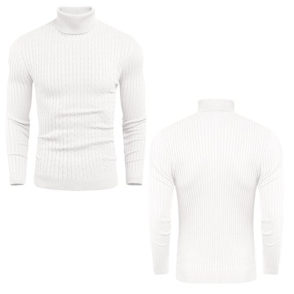 Winter Sweaters for Men, Turtleneck Cable Knitted Warm Sweater Thermal Long Sleeve Pullover Shirt High Neck