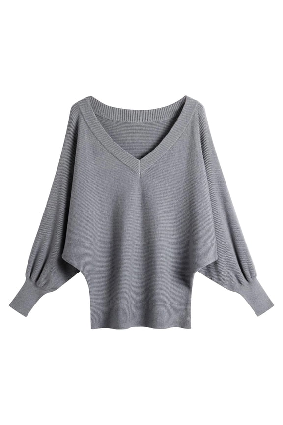 Winter Sweaters for Women Batwing Sweater Deep V Neck Loose Fitting Oversized Pullover Top Christmas Sweaters