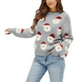 thumbnail image 1 of Winter Sweaters for Women Casual For Long Sleeve Pullover Cute Fuzzy Santa Pattern Crew Neck Loose Sweaters Features: Ugly Christmas Sweaters, 1 of 9