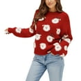 thumbnail image 1 of Winter Sweaters for Women Casual For Long Sleeve Pullover Cute Fuzzy Santa Pattern Crew Neck Loose Sweaters Features: Ugly Christmas Sweaters, 1 of 9