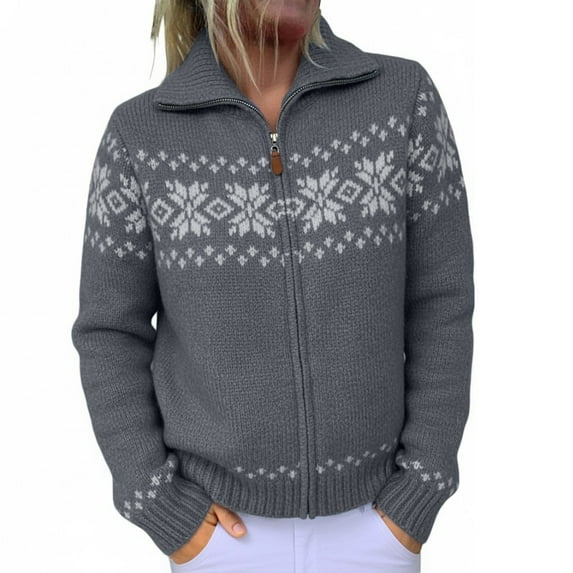 Winter Sweaters for Women Color Blocked Fair Isle Knit Sweater With Long Sleeves Ugly Christmas Sweaters