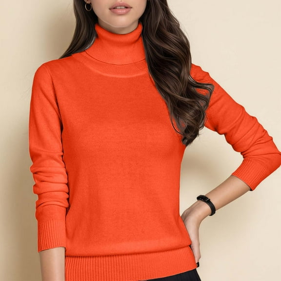 Winter Sweaters for Women High Neck Pullover Sweater Soft Knitted Long Sleeve Casual Loose Fit Solid Color Warm Winter Fashion