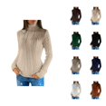 thumbnail image 1 of Winter Sweaters for Women Slim Fit Solid Color Pullover Turtleneck Soft Comfortable Knit Long Sleeve Top Casual Fall Winter Outfit, 1 of 6