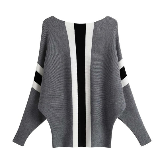 Winter Sweaters for Women Sweater Batwing Sweater Off The Shoulder Ribbed Loose Plus Size Pullover Striped Top Ugly Christmas Sweaters