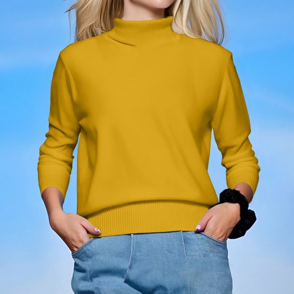 Winter Sweaters for Women Women's Slim Fit Stretchy Knitted Sweater Warm and Cozy Base Layer