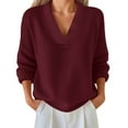thumbnail image 1 of Winter Sweaters for Women Women's Solid Color Casual Knit V Neck Loose Sweater Christmas Sweaters, 1 of 6