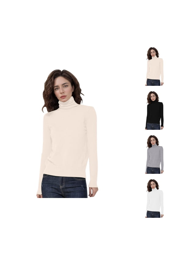 Winter Sweaters for Women Wool Seamless Turtleneck Pullover Knit Long Sleeve Soft Top Casual Fall Winter Clothing