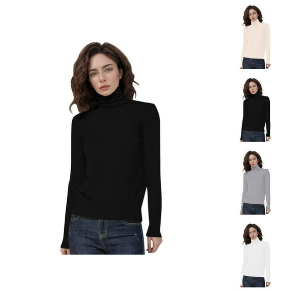 Winter Sweaters for Women Wool Seamless Turtleneck Pullover Knit Long Sleeve Soft Top Casual Fall Winter Clothing