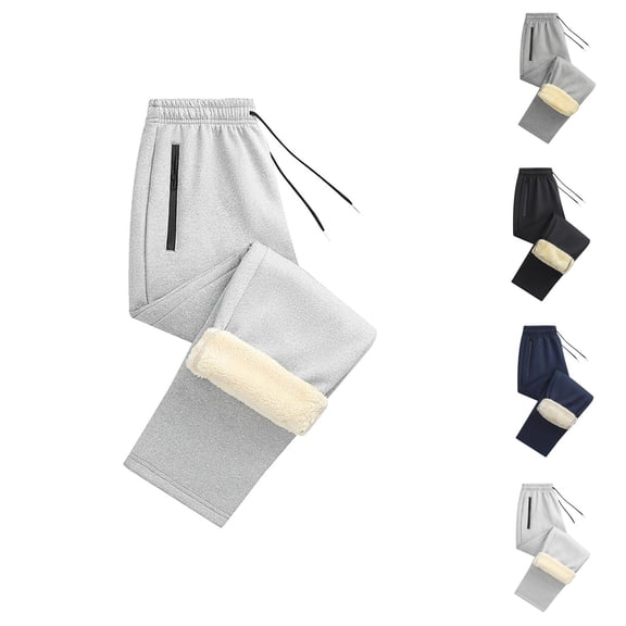 Winter Sweatpants for Men Lined Warm Elastic Waist Drawstring Comfort Casual Pants with Pockets Trousers