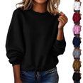 thumbnail image 1 of Winter Sweatshirts for Women Crew Neck Fashionable Casual Long Sleeved Sweatshirt Solid Color Tunic Sweatshirt, 1 of 8