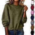 thumbnail image 1 of Winter Sweatshirts for Women Fashionable Casual Long Sleeved Sweatshirt Solid Color Pullover Tops, 1 of 8